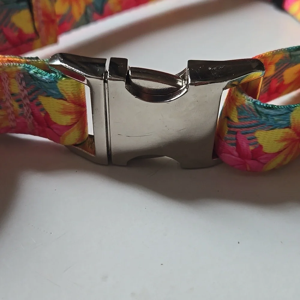 SeaFlower Co Rugged Hawaiian Floral Dog Martingale Collar-Size L | 1.5
